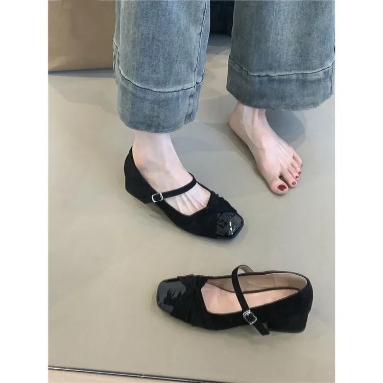 法式晚晚风温柔玛丽珍鞋春秋一字带方头奶奶鞋单鞋女粗跟