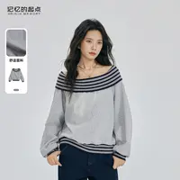 记忆的起点休闲卫衣女士2025秋季新款长袖露肩时尚上衣69AQ33816