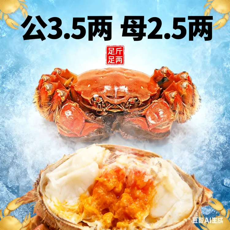 品知鲜【活蟹】大闸蟹公3.3/3.6两母2.3/2.6两3对顺丰包邮螃蟹鲜活