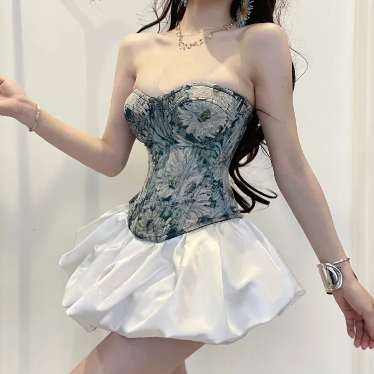 2518-(仅半裙)超大缎面高级朵云朵蓬蓬裙自带短裤内衬