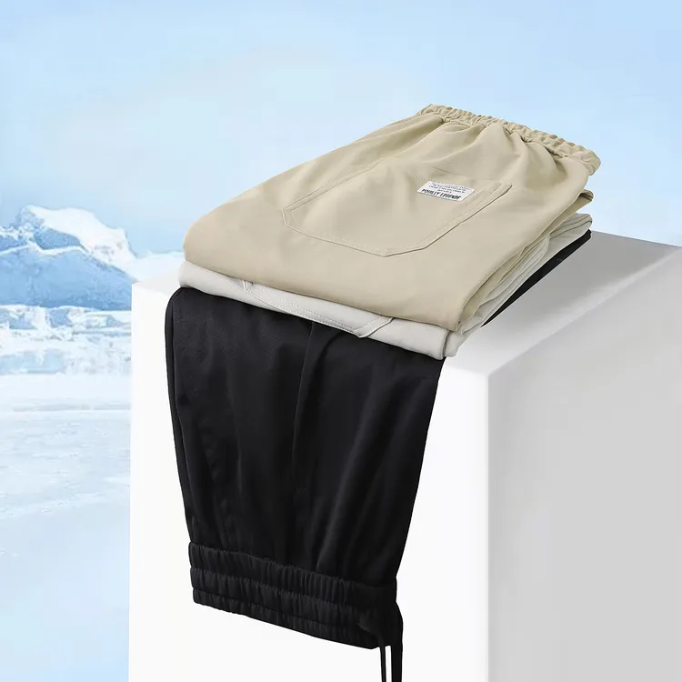 夏季男士冰丝速干透气休闲空调裤高级感男装百搭高弹直筒休闲裤