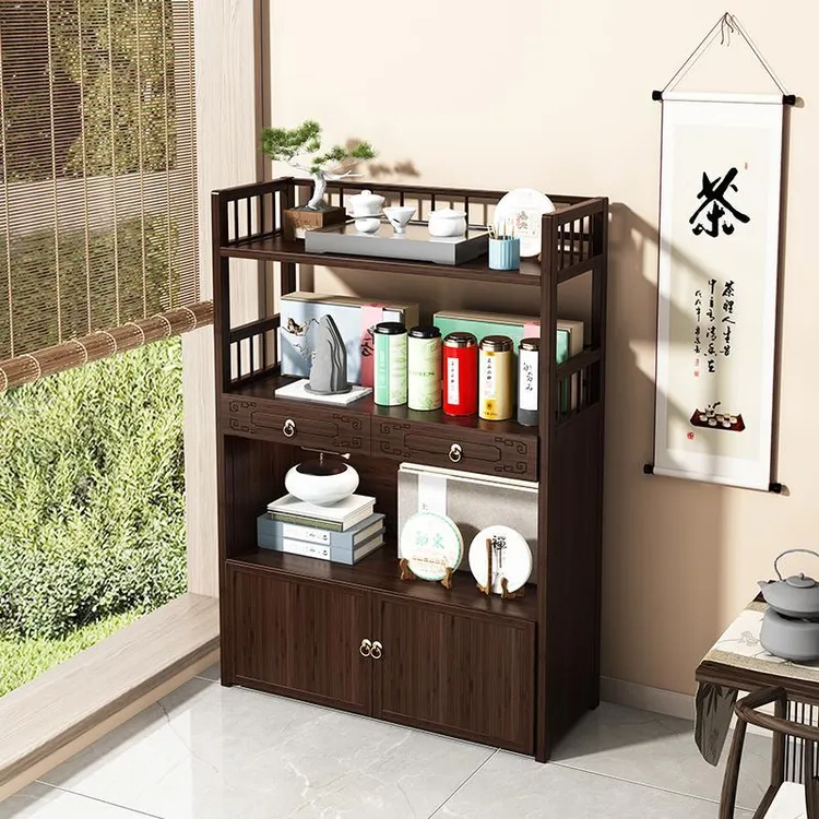 茶架子置物架客厅小型博古架多层茶叶收纳柜茶室茶具架茶叶展示柜
