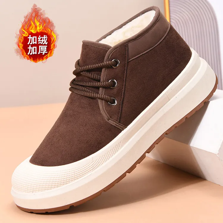 加绒加厚休闲时尚雪地靴圆头百搭棉靴冬季韩版高帮中跟防滑保暖