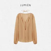【LUMIEN 新品】“柔纱雅境”法式V领层次肌理感假两件上衣LX5HSS132