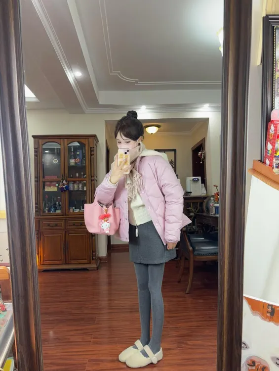 棉服女秋冬2024新款外套高级感叠穿气质毛衣高腰半身裙三件套装