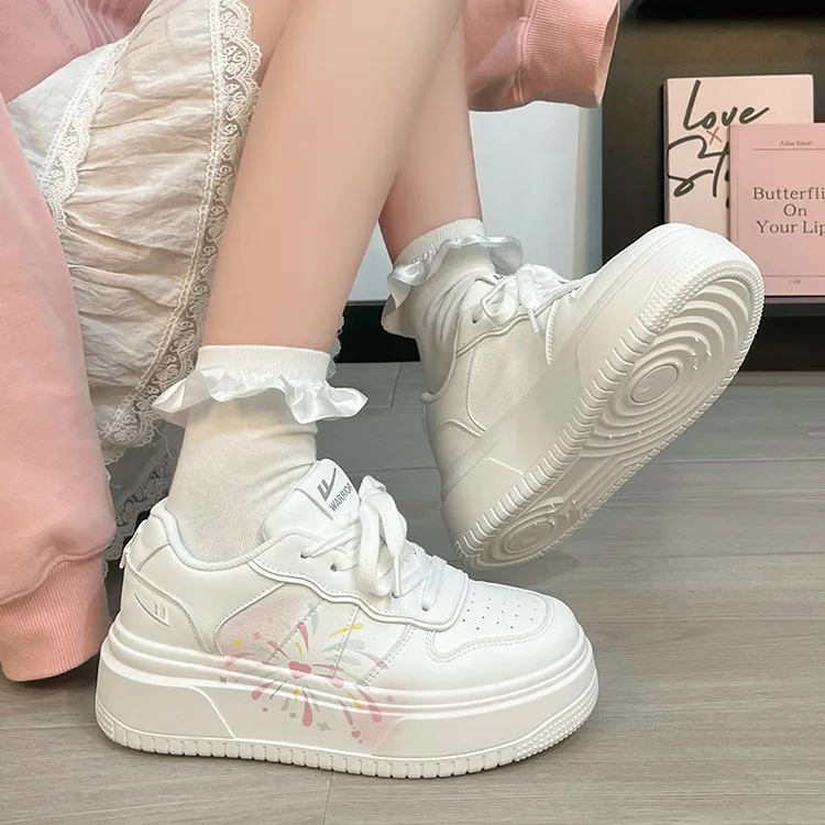 回力少女多巴胺女鞋小众烟花小白鞋高颜值厚底增高显脚小板鞋子潮
