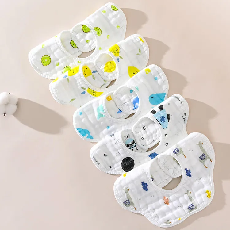 口水巾8层婴儿纯棉用品宝宝围兜儿童花瓣围嘴新生儿纱布口水巾