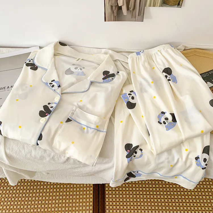 长袖长裤秋新款睡衣翻领特大码加肥码胖妹家居服套装宽松200斤穿