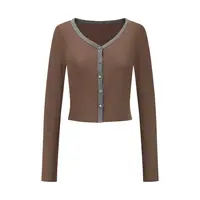 Okkaido Mocha Rib Cardigan 摩卡棕螺纹开衫