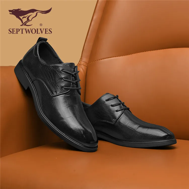 七匹狼2025秋季德比鞋增高休闲皮鞋男款商务皮鞋商务尖头时尚0009