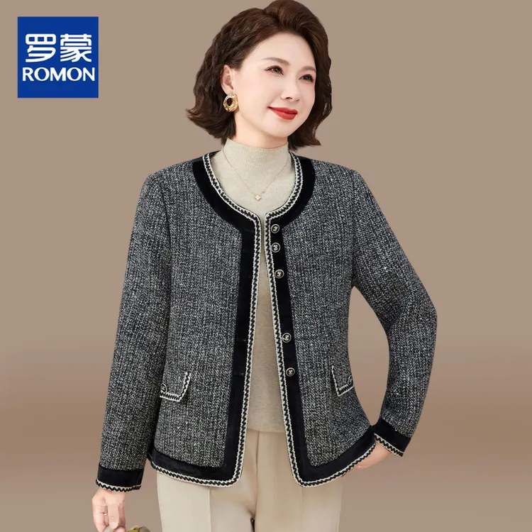 妈妈端庄大气秋装小香风外套中年妇女上衣2025新款中老年春秋开衫