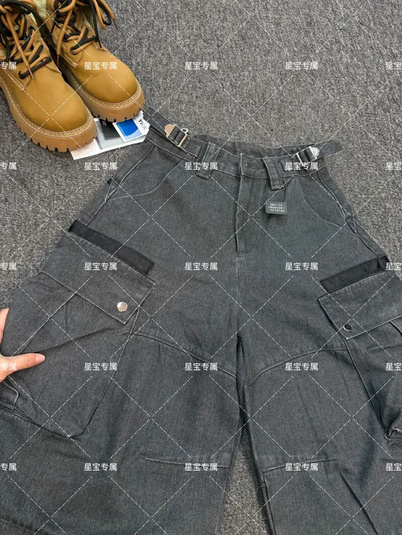 【星宝专属】9116美式高街秋季新款设计感工装牛仔裤