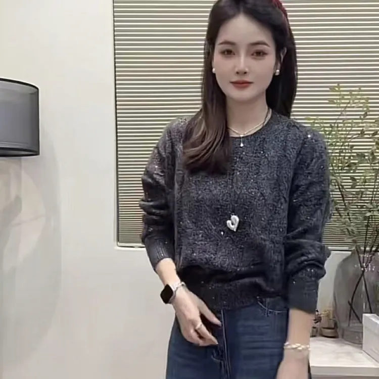 【维维66女装】亮闪麻花毛衣