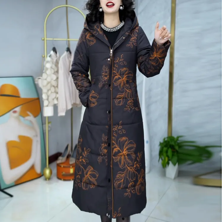 高端时髦百搭连帽棉服2025冬季新款女士休闲显瘦保暖中长款棉外套