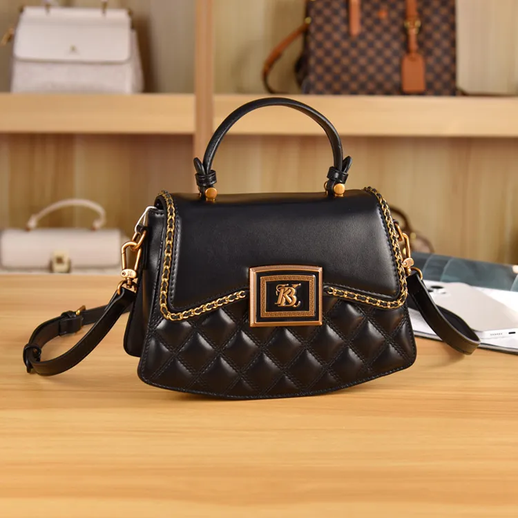 香港品牌正品芭妮王妃真皮高级气质小香风菱格百搭女包小众单肩包