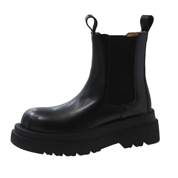 网红同款厚底马丁靴女2025秋冬爆款百搭小众新款短筒切尔西烟筒靴