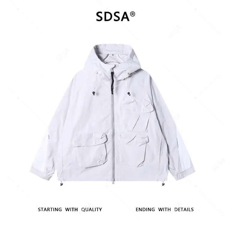 SDSA男士秋冬新款痞帅男装简约工装立体多口袋拉链立领夹克外套潮
