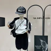 【现货】2025秋冬新款拉条拼接韩版男儿童洋气卫衣痞帅宝宝宽松9021