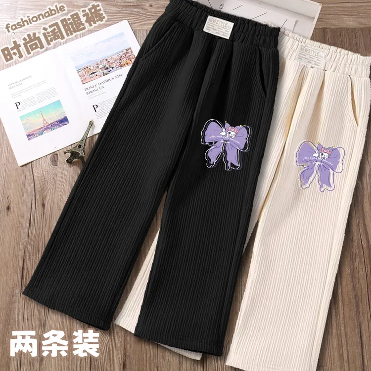 女童阔腿裤休闲新款洋气灯芯绒春秋长裤儿童直筒女孩中大童裤子