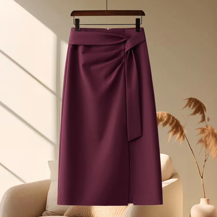 拉夏贝尔气质开叉包臀裙半身裙女2025夏新款时尚百搭设计感西装裙