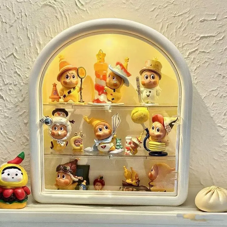 盲盒收纳展示架星星人手办柜防尘展示盒透明免安装玩具娃娃收纳柜