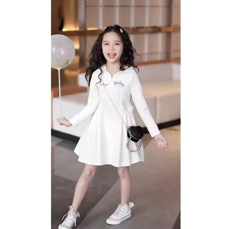 热卖女童卫衣裙春季2025新款小女孩长袖连衣裙连帽休闲裙中大儿童