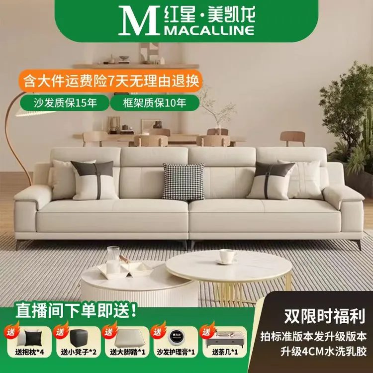 简约真皮沙发意式家用皮艺沙发免洗沙发小户型极简客厅沙发现代