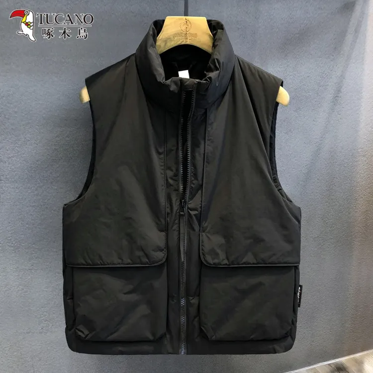 啄木鸟工装棉衣马甲男士冬季宽松潮牌加厚保暖男秋冬外穿棉服背心