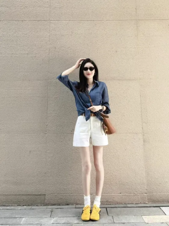 2025夏季新款韩系气质简约薄款衬衫高腰显瘦百搭休闲短裤两件套装