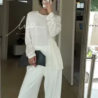 E2592 莱赛尔宽松长袖T恤上衣