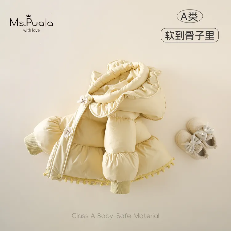 【MsPuala海派甜心】婴幼儿童外套女冬蝴蝶结简约加绒宝宝棉服棉袄
