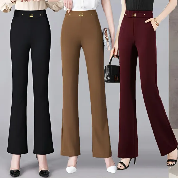 秋冬九分裤微喇裤厚款妈妈裤松紧垂感高腰显瘦修身休闲裤103