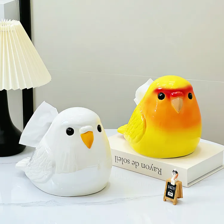 创意鹦鹉陶瓷纸巾盒家用客厅茶几桌面摆件高颜值餐巾纸抽盒装饰品