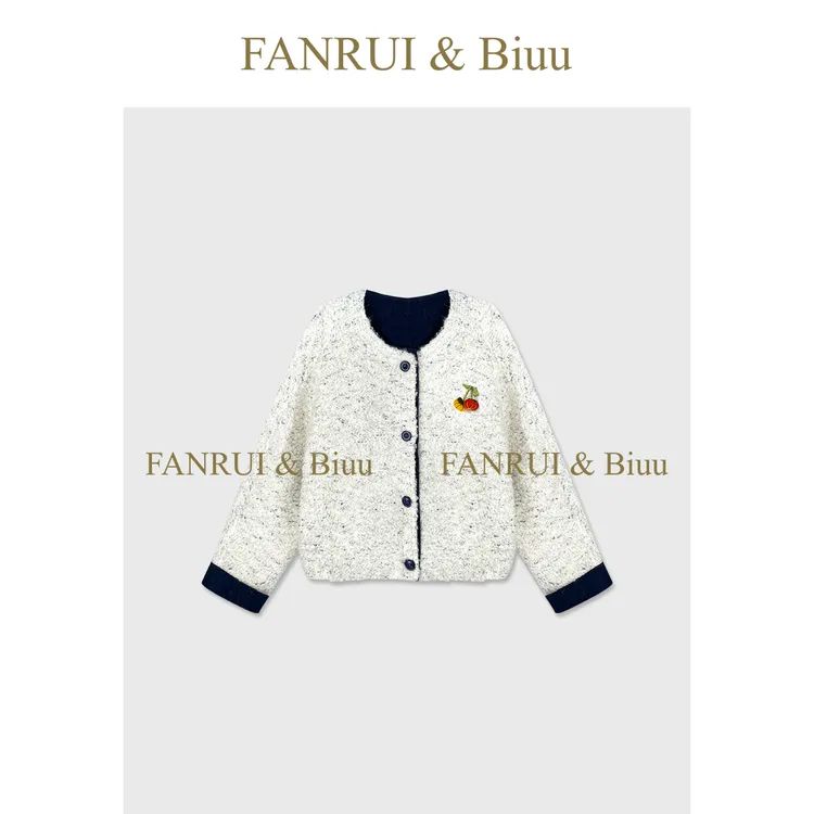 FANRUI/泛芮「霁灰樱华」羊毛轻奢洋气高级感双色百搭外套女B18863