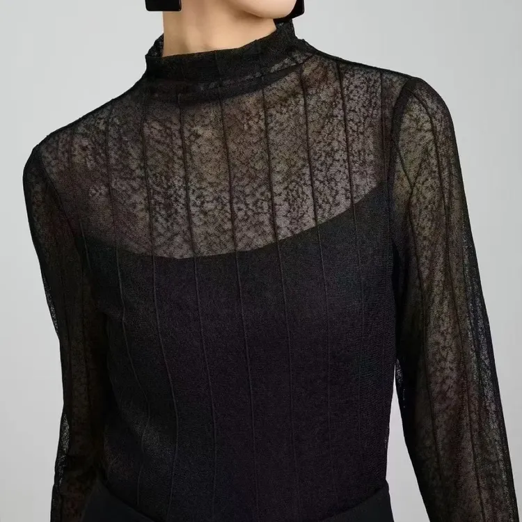 允硕 粉底衫 时尚百搭气质立领透气纯色简约套头罩衫  349636