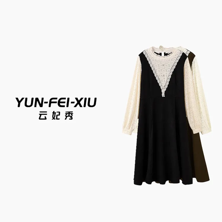 云妃秀大码女装连衣裙时尚休闲胖妹妹显瘦宽松韩版减龄秋季80517