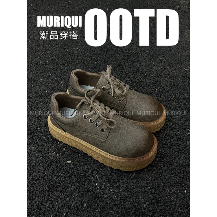 MURIQUI Normcore德比鞋男2025秋冬新款百搭休闲复古厚底增高皮鞋