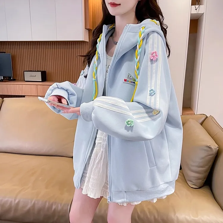 美式连帽卫衣女春秋季休闲外套2025新款初高中学生宽松早秋棒球服