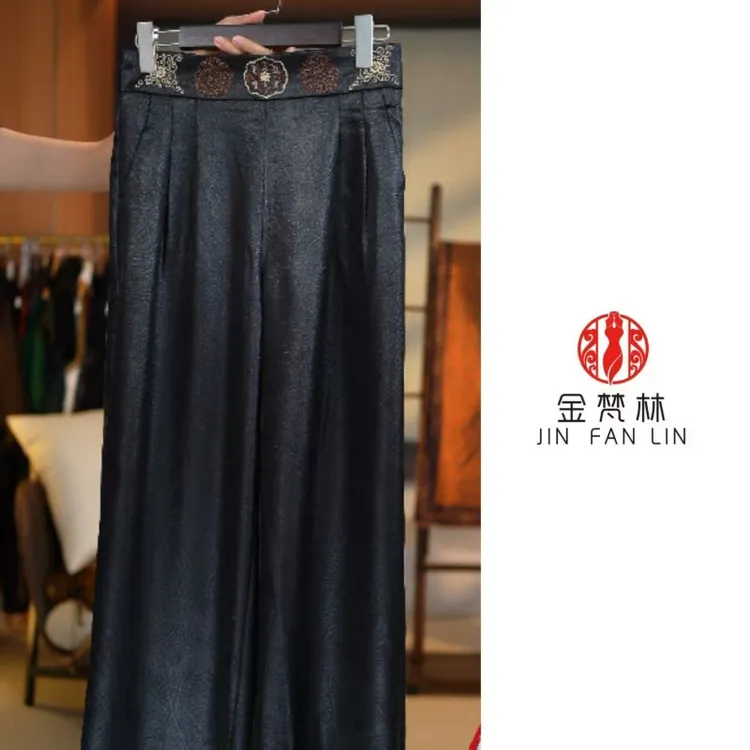 【宝象裤JX8850】国风新中式龟纹老料重工刺绣设计款休闲裤