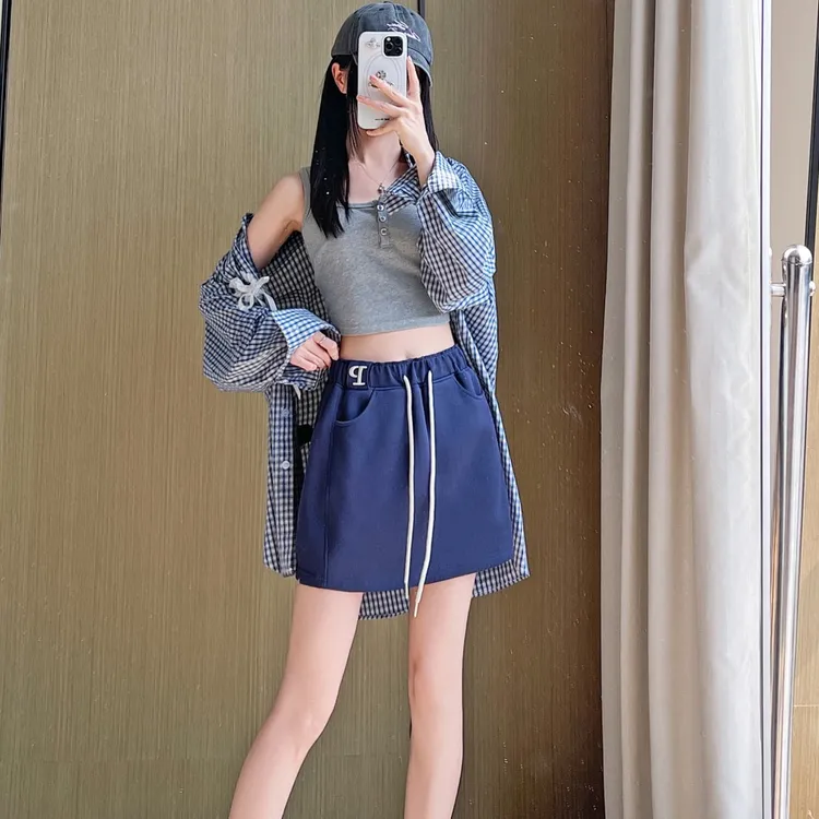 字母刺绣运动裤裙春夏季半身裙女款爆款2025新款包臀裙子休闲短裙