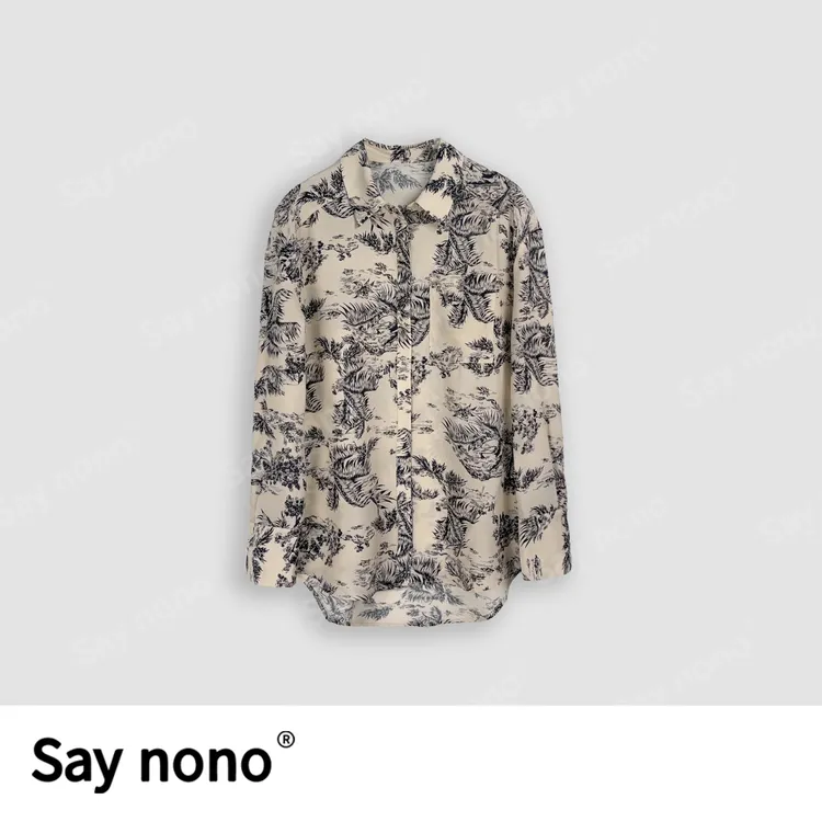 懒猫nono│Saynono 时尚休闲港风复古碎花长袖女士衬衫WM25737