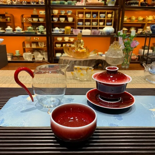 景德镇郎红盖碗中式茶具高端家用