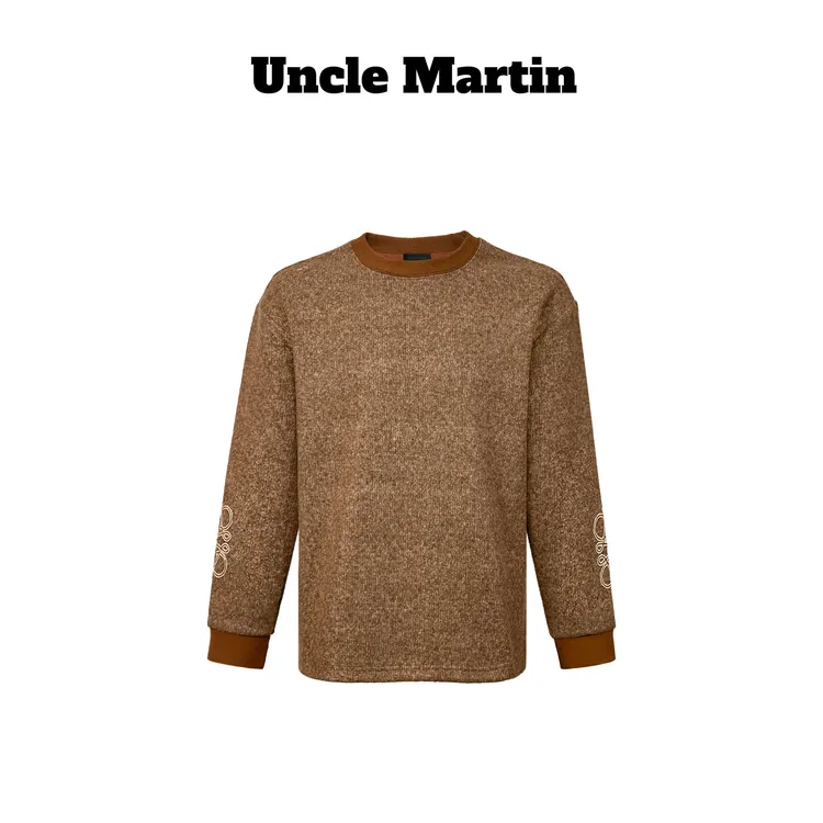 马丁叔叔 25AW秋冬新款圆领时尚老钱风长袖卫衣T恤 897