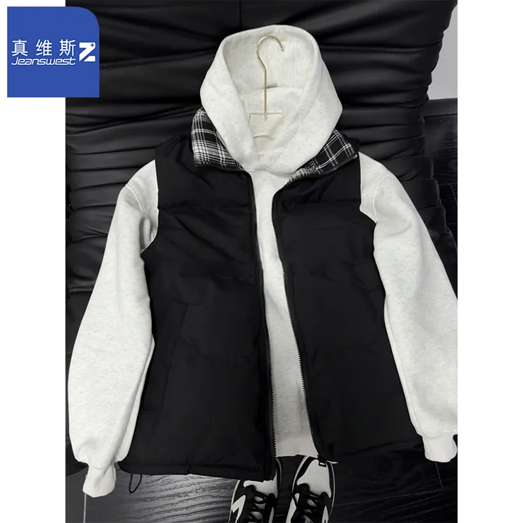 真维斯Z+冬季款美式ins帅气棉马甲时尚撞色复古男士无袖坎肩外套