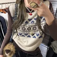 【思含】秋季新款爱心洋气圆领马甲