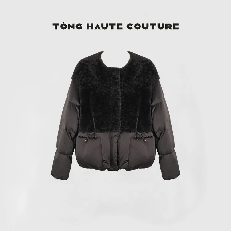 【步月】冬季新国标90白鹅绒拼接拉贡皮毛一体时尚鹅绒服 YW534