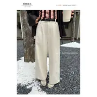 J-83200#T台#韩系垂感显瘦简约宽松加绒阔腿九分休闲裤（福利）