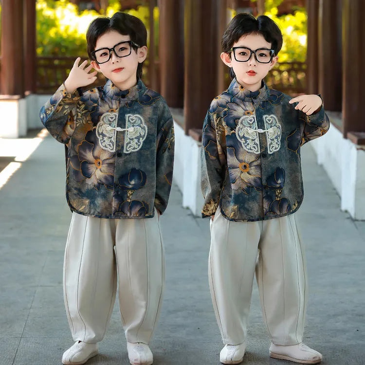 男童汉服春秋新中式套装2025新款帅气儿童唐装秋季宝宝小少爷古装