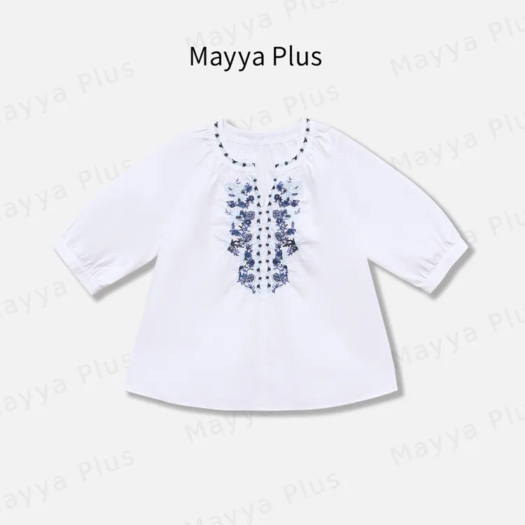 【向阳】Mayya Plus麦芽定制刺绣设计感女欧若风梭织上衣32526080