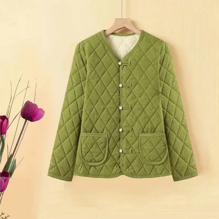 【二哥二嫂】秋冬国风珍珠扣妈妈装加绒加厚保暖妈妈棉袄棉服